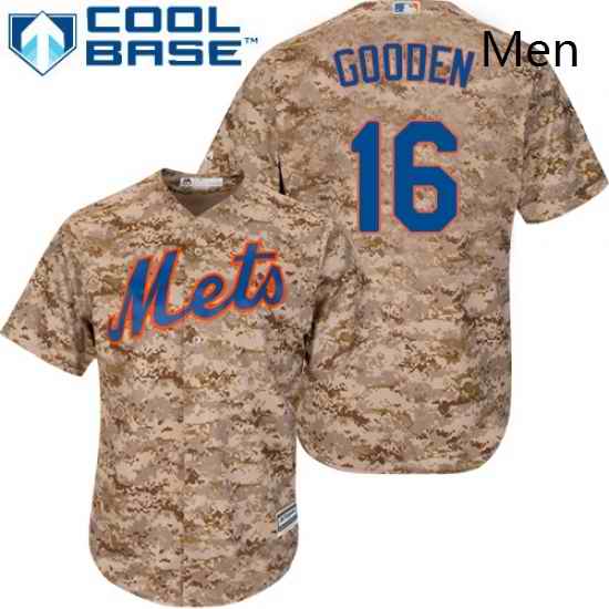 Mens Majestic New York Mets 16 Dwight Gooden Authentic Camo Alternate Cool Base MLB Jersey